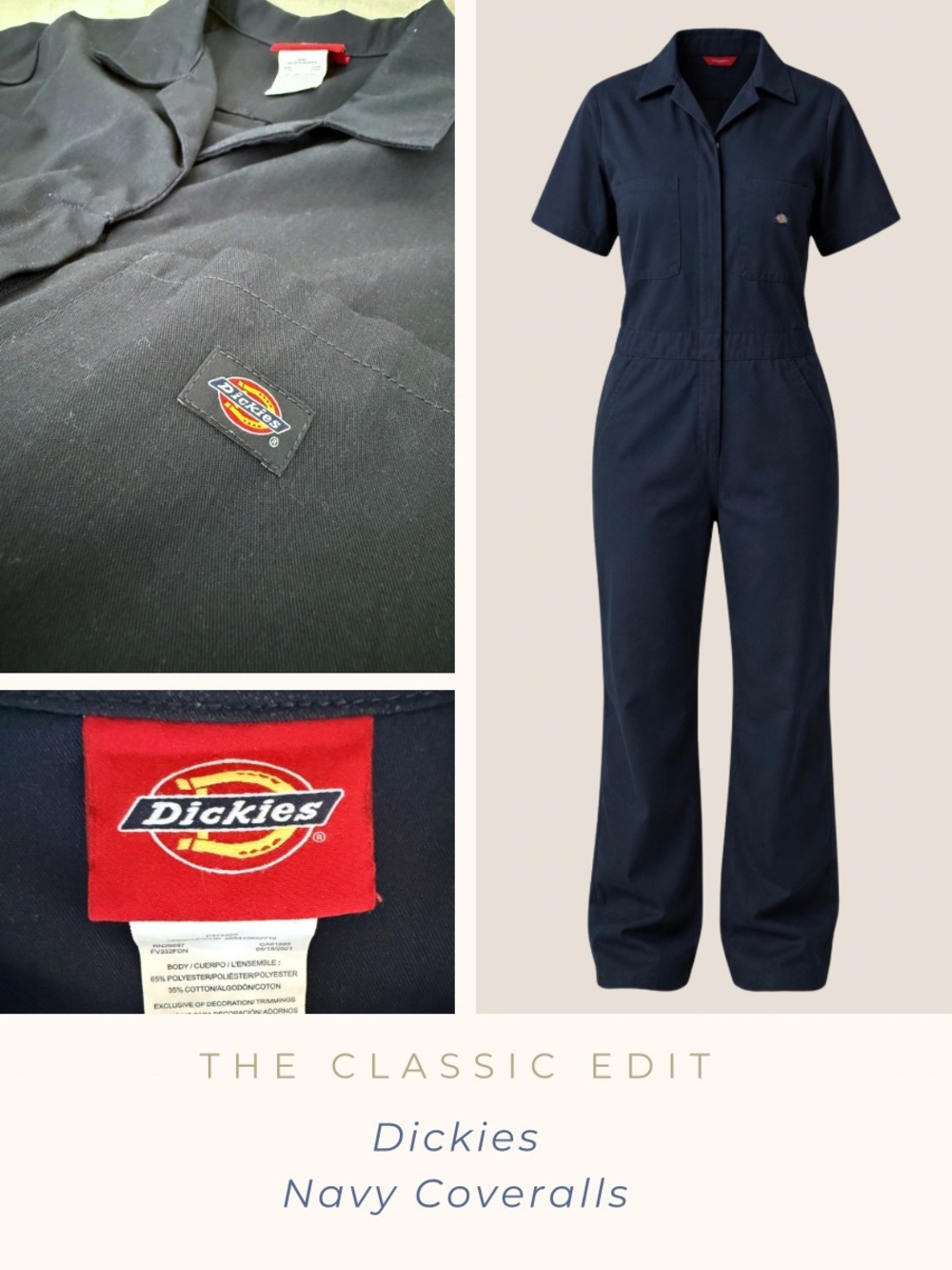 Dickies | Women’s Navy Coveralls | Utility Jumpsuit | Workwear | Carpenter Style